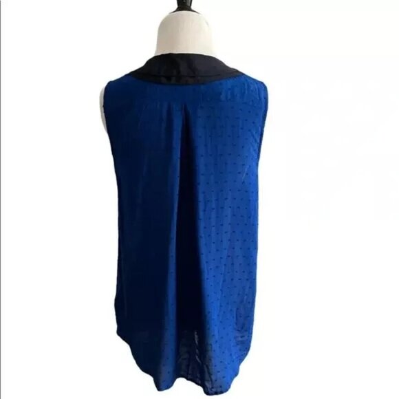 Anthropologie Postmark Louisa Blouse Top Peter Pan Collar Blue Swiss Dot sz 6 - Picture 3 of 5